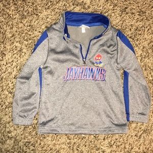 Kansas Jayhawks half zip pullover.